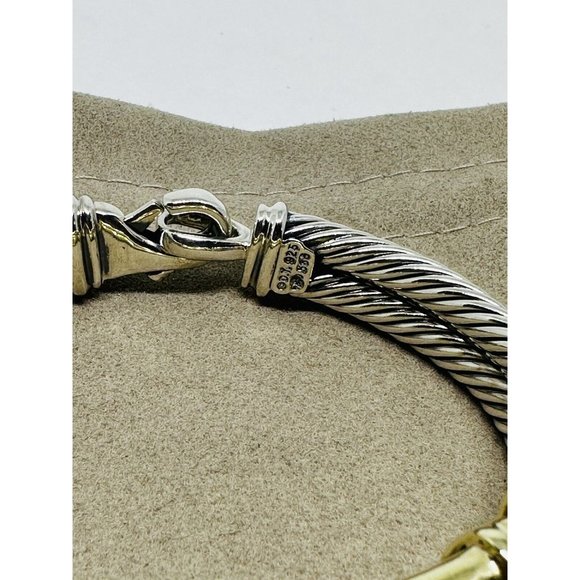 $4,000 David Yurman 14K Yellow Gold Silver Diamond Metro Double Cable Bracelet M - Picture 8 of 8
